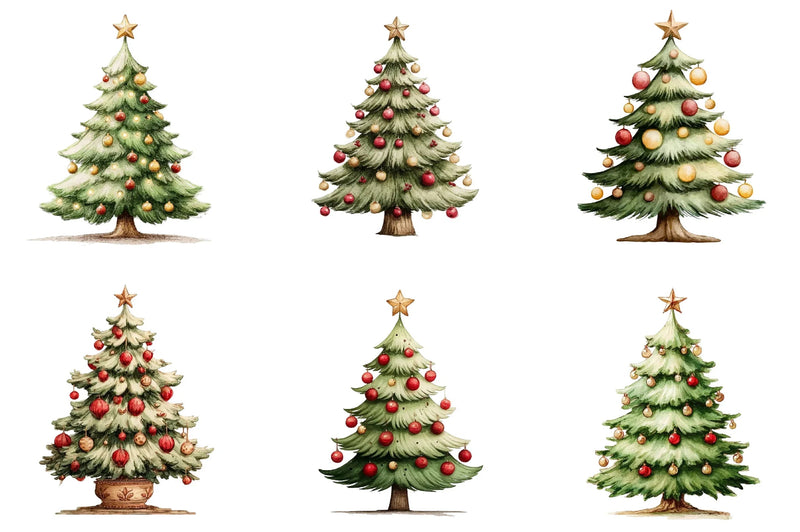 Whimsical Christmas Tree Clipart Bundle - CraftNest - Digital Crafting and Art