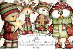 Whimsical Christmas Woodland Animals Clipart Bundle - CraftNest - Digital Crafting and Art