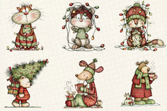 Whimsical Christmas Woodland Animals Clipart Bundle - CraftNest - Digital Crafting and Art