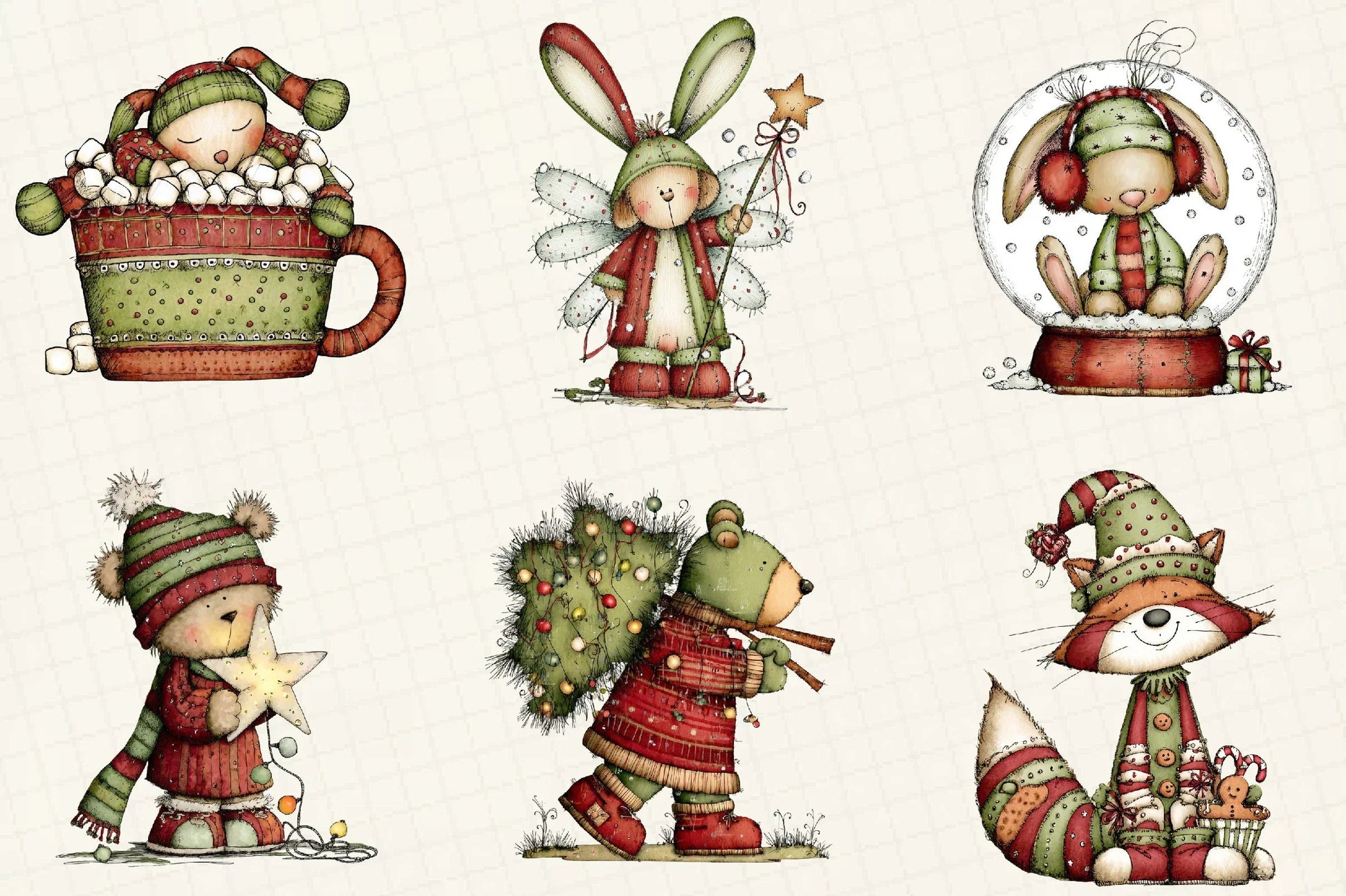 Whimsical Christmas Woodland Animals Clipart Bundle - CraftNest - Digital Crafting and Art