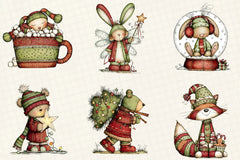 Whimsical Christmas Woodland Animals Clipart Bundle - CraftNest - Digital Crafting and Art