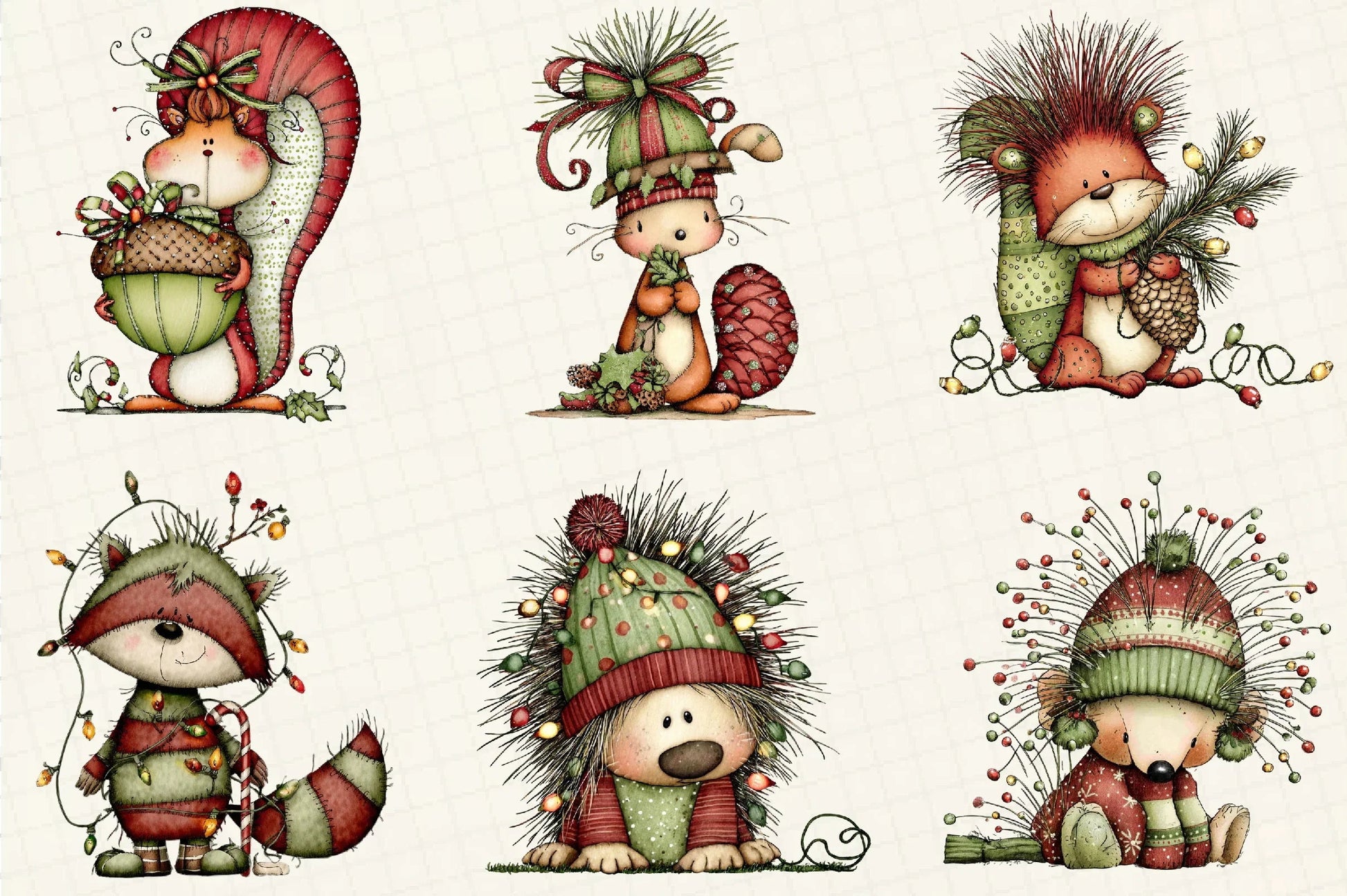 Whimsical Christmas Woodland Animals Clipart Bundle - CraftNest - Digital Crafting and Art