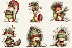 Whimsical Christmas Woodland Animals Clipart Bundle - CraftNest - Digital Crafting and Art