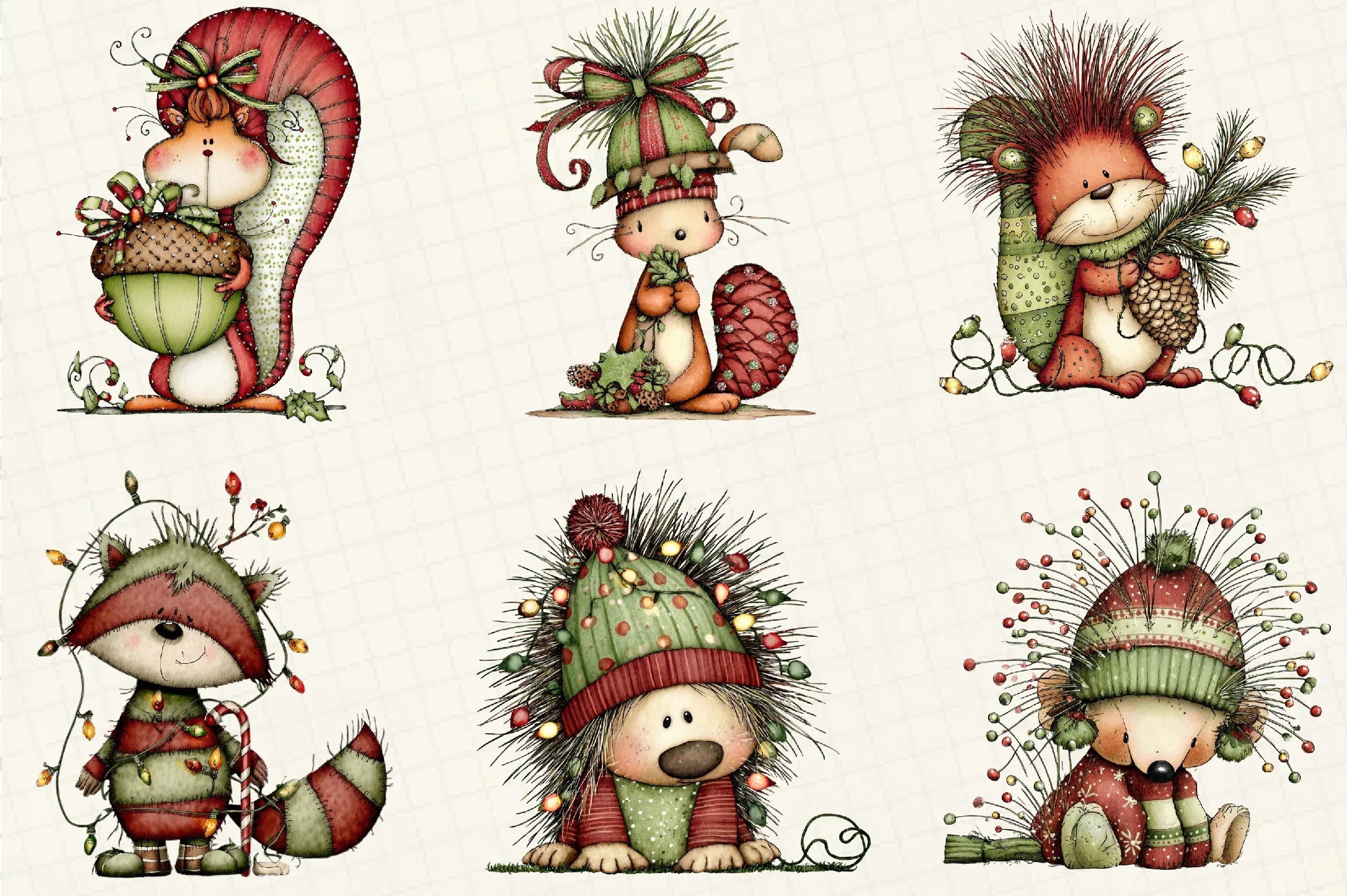 Whimsical Christmas Woodland Animals Clipart Bundle - CraftNest - Digital Crafting and Art