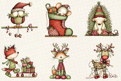 Whimsical Christmas Woodland Animals Clipart Bundle - CraftNest - Digital Crafting and Art
