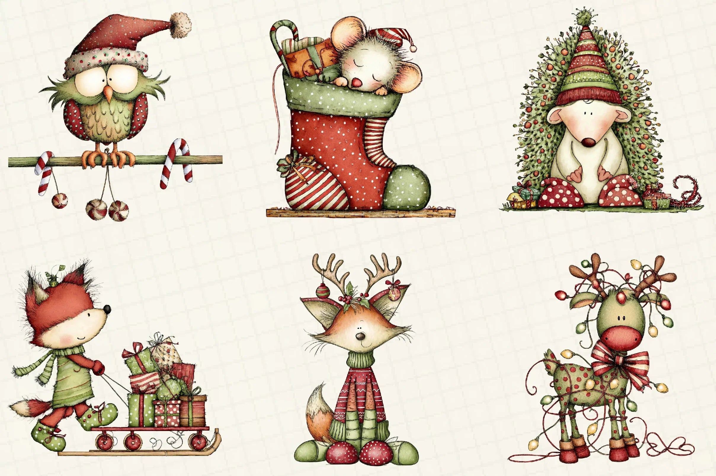 Whimsical Christmas Woodland Animals Clipart Bundle - CraftNest - Digital Crafting and Art