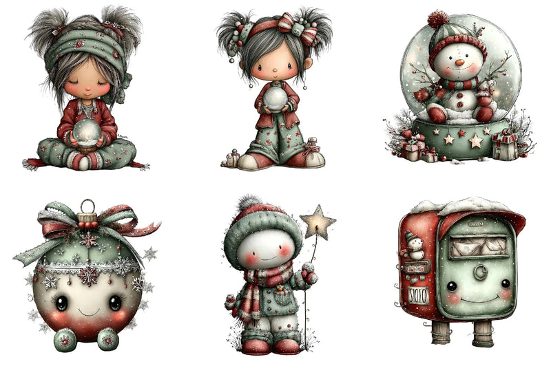 Whimsical Cute Christmas Clipart Bundle - CraftNest - Digital Crafting and Art