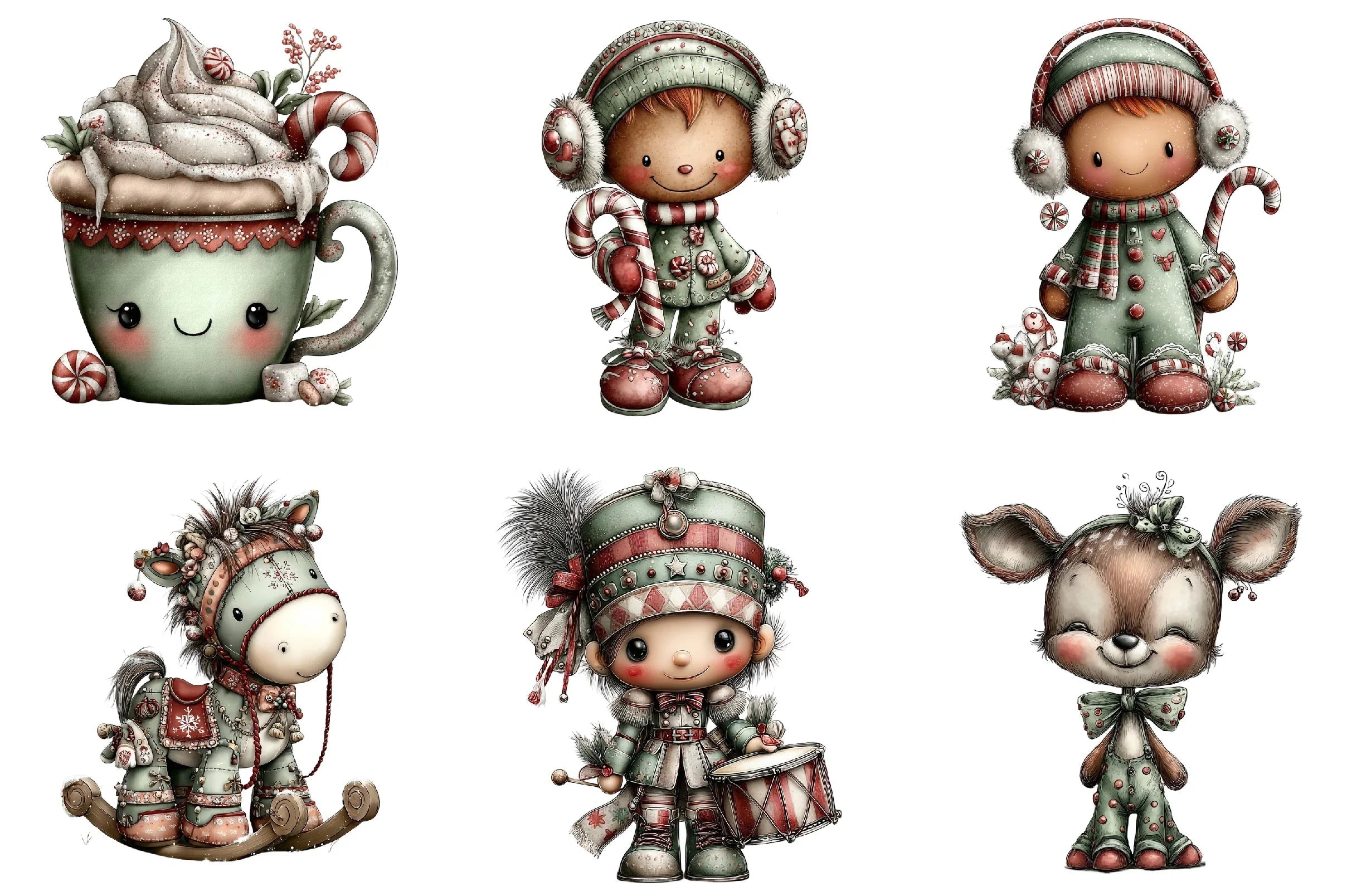 Whimsical Cute Christmas Clipart Bundle - CraftNest - Digital Crafting and Art