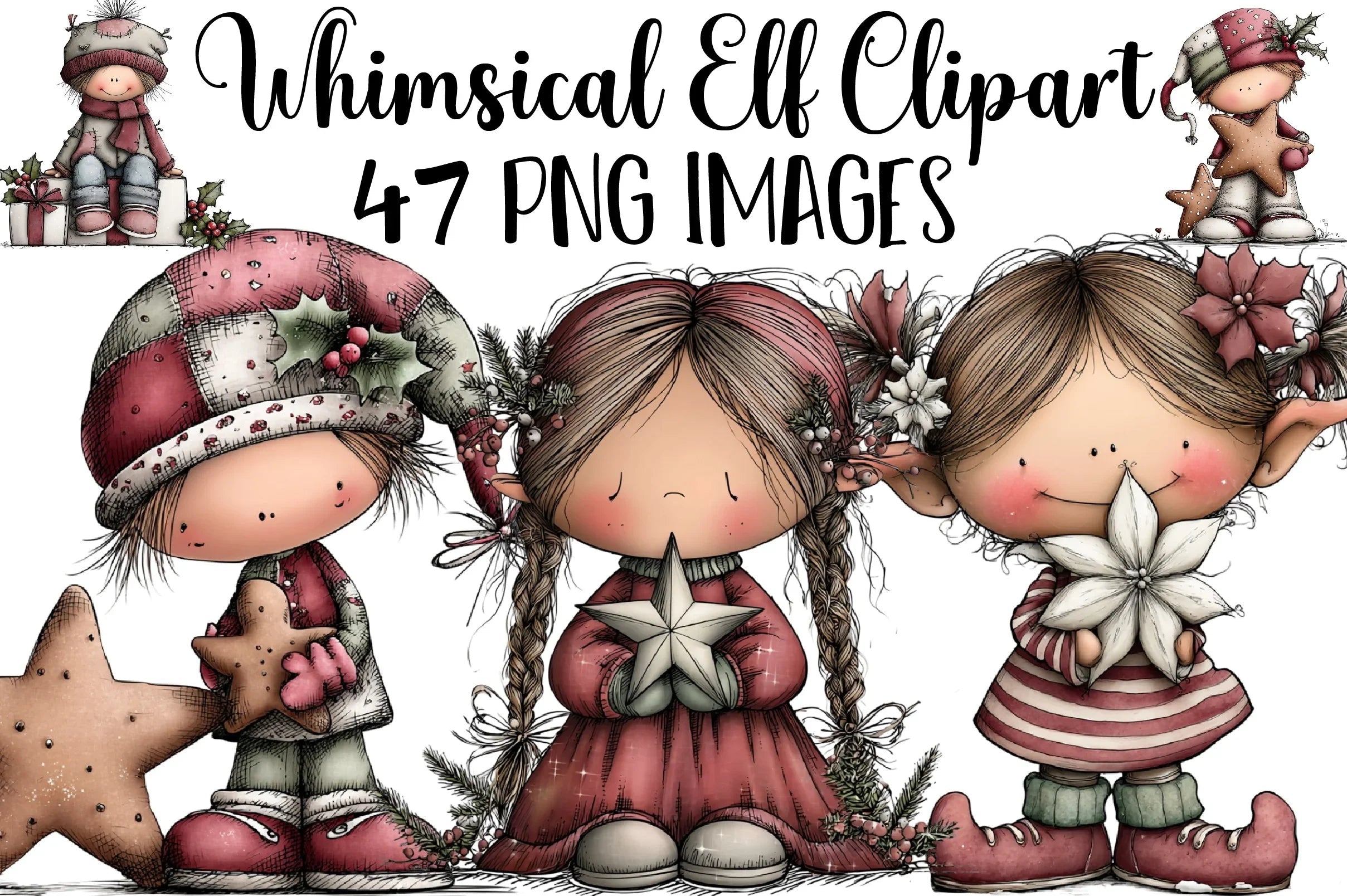 Whimsical Elf Clipart Bundle - CraftNest - Digital Crafting and Art