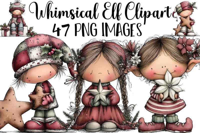 Whimsical Elf Clipart Bundle - CraftNest - Digital Crafting and Art