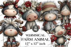 Whimsical Farm Animal Clipart Bundle - CraftNest - Digital Crafting and Art