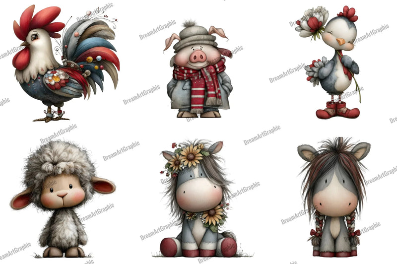Whimsical Farm Animal Clipart Bundle - CraftNest - Digital Crafting and Art