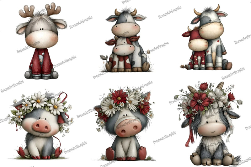 Whimsical Farm Animal Clipart Bundle - CraftNest - Digital Crafting and Art