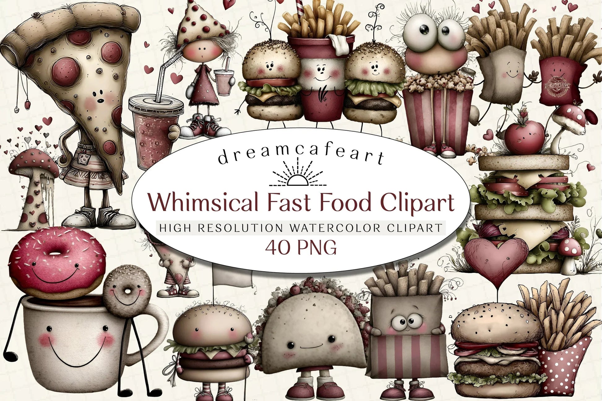 Whimsical Fast Food Clipart Bundle - CraftNest - Digital Crafting and Art