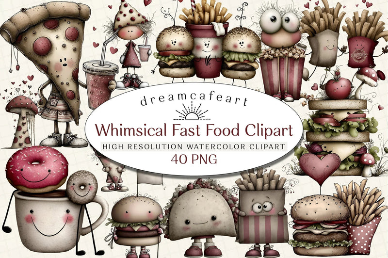 Whimsical Fast Food Clipart Bundle - CraftNest - Digital Crafting and Art