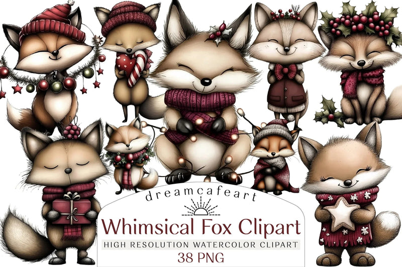 Whimsical Fox Clipart Bundle - CraftNest - Digital Crafting and Art