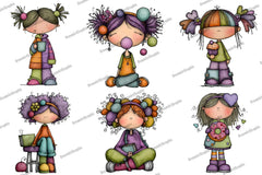 Whimsical Funny Quirky Girl Clipart Bundle - CraftNest - Digital Crafting and Art