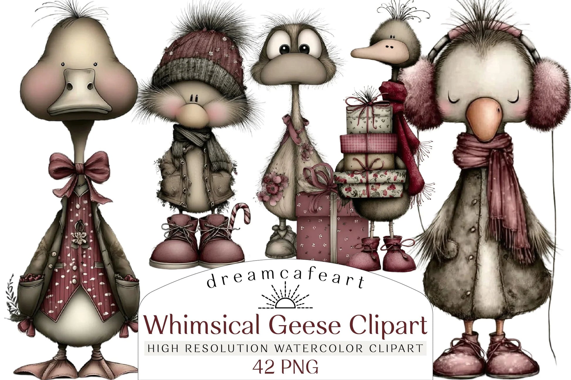 Whimsical Geese Clipart Bundle - CraftNest - Digital Crafting and Art