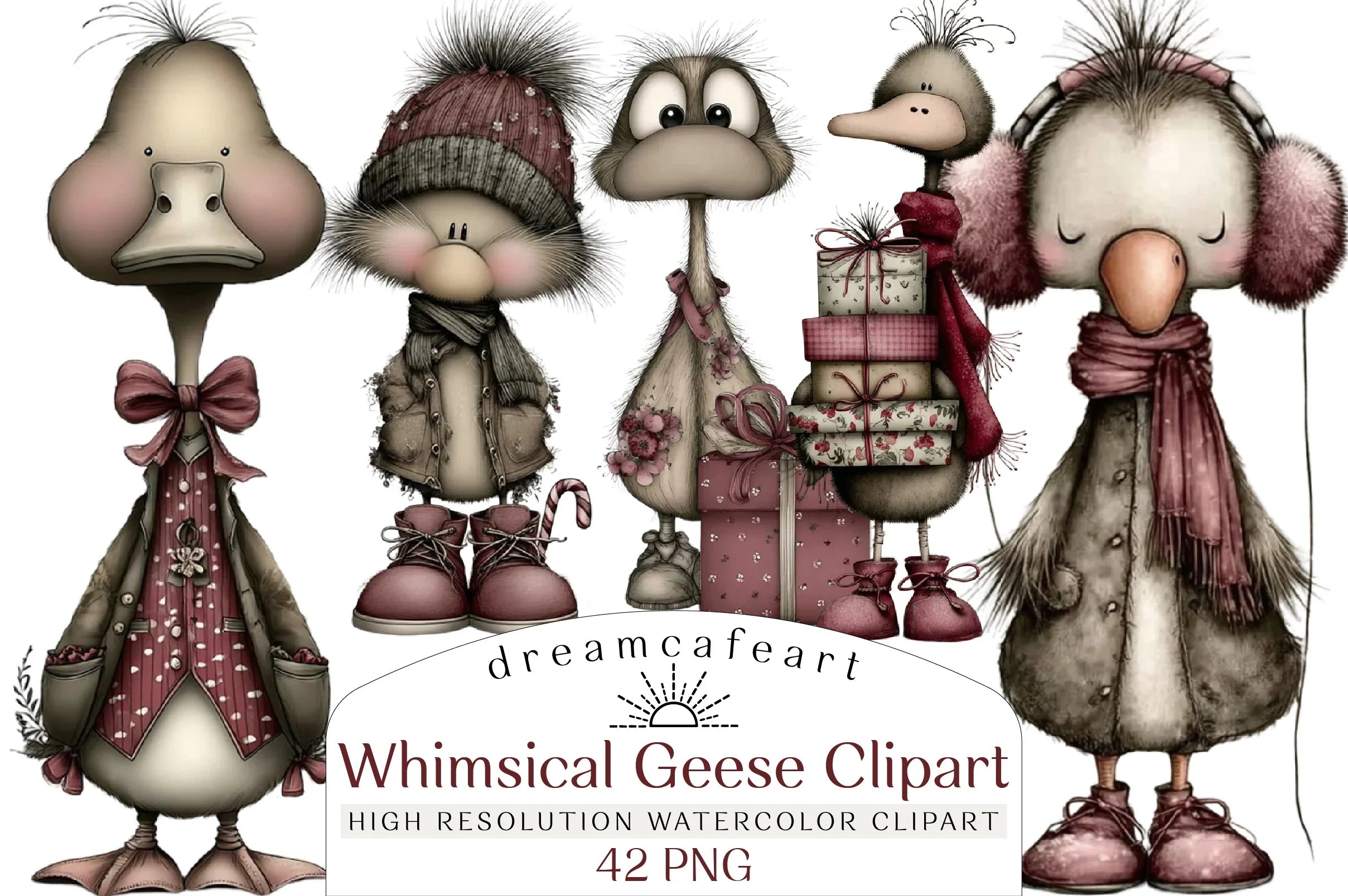 Whimsical Geese Clipart Bundle - CraftNest - Digital Crafting and Art