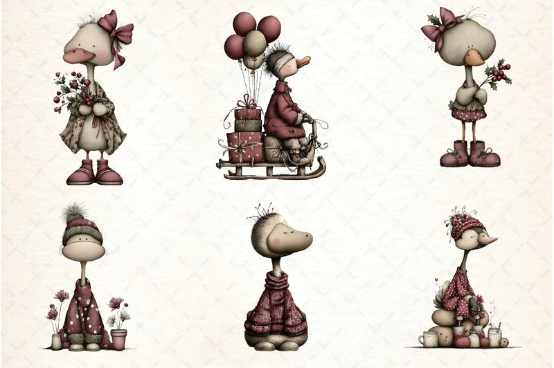 Whimsical Geese Clipart Bundle - CraftNest - Digital Crafting and Art