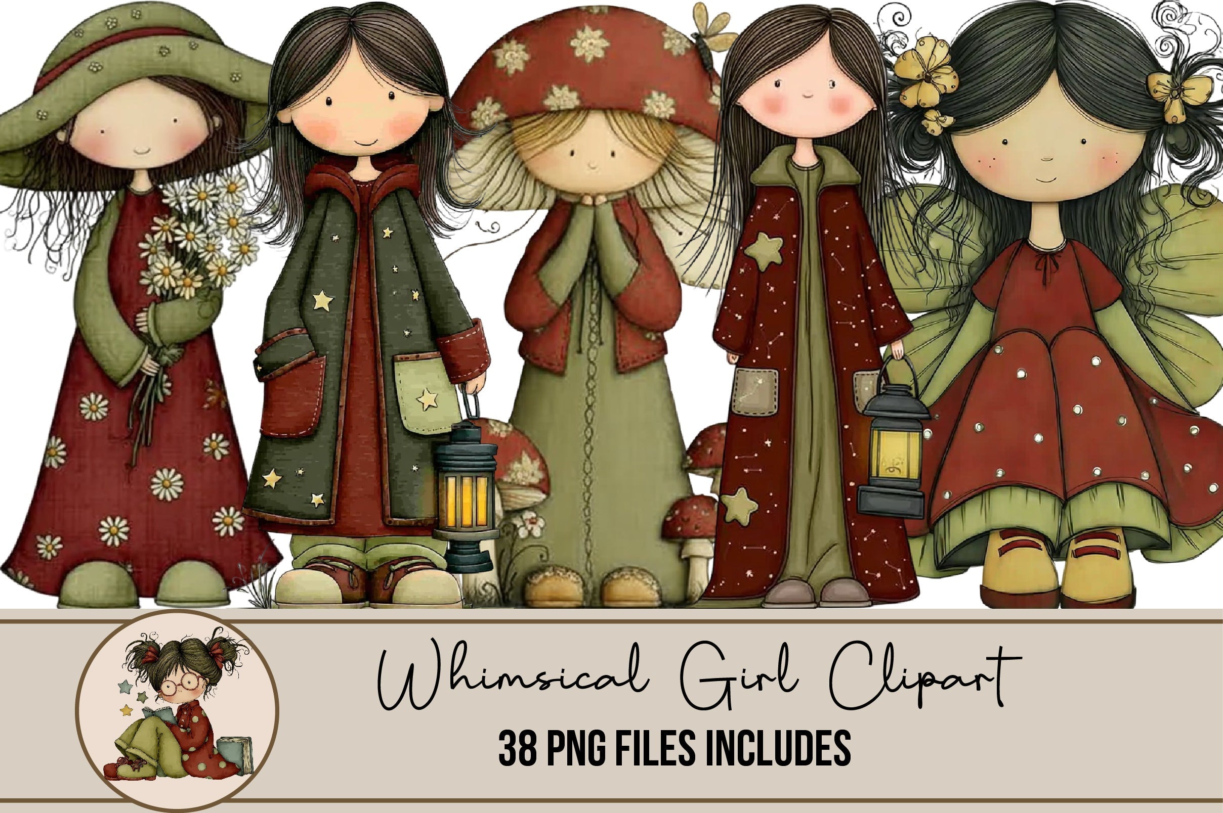 Whimsical Girl Clipart Bundle