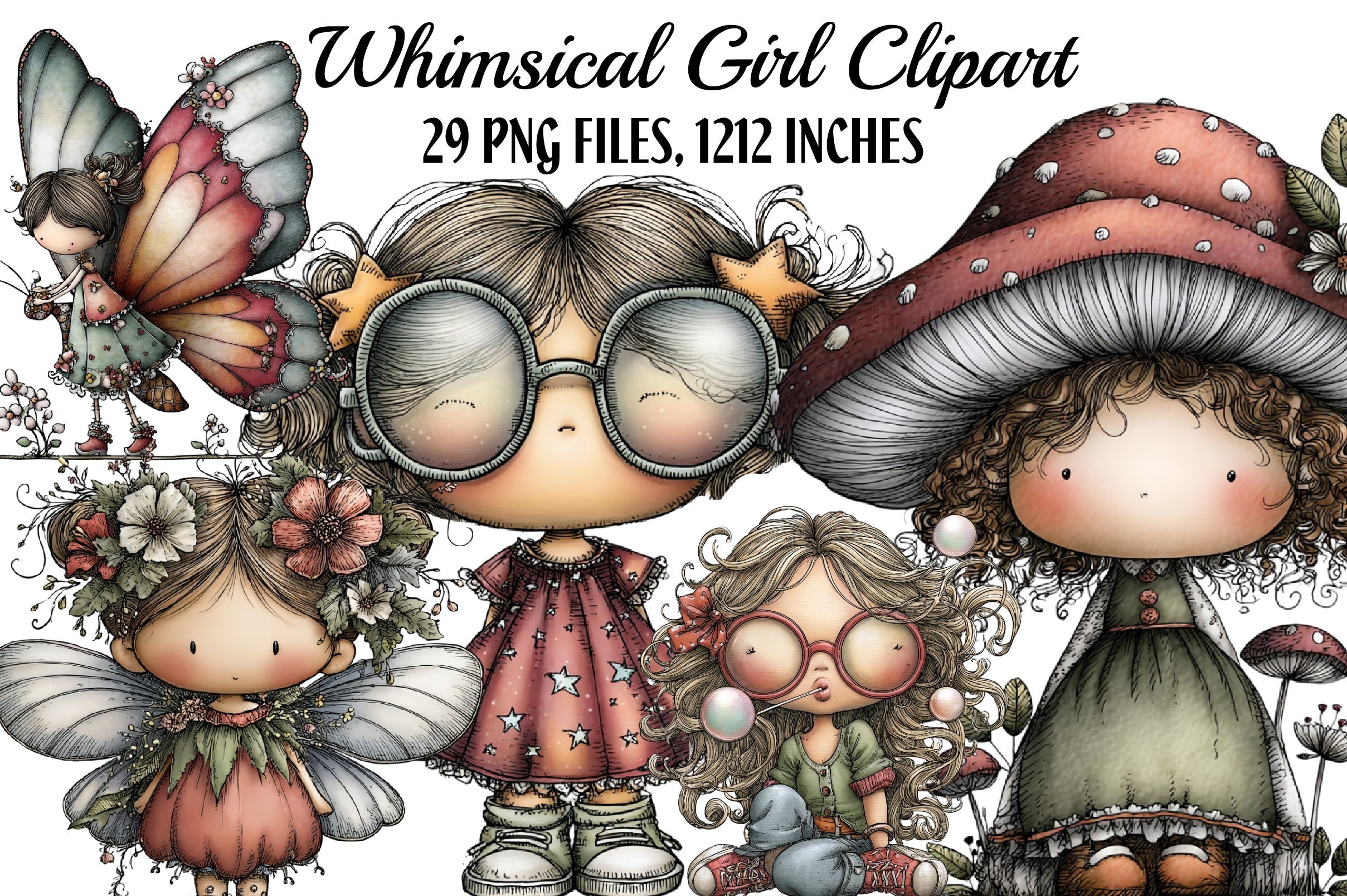 Whimsical Girl Clipart Bundle