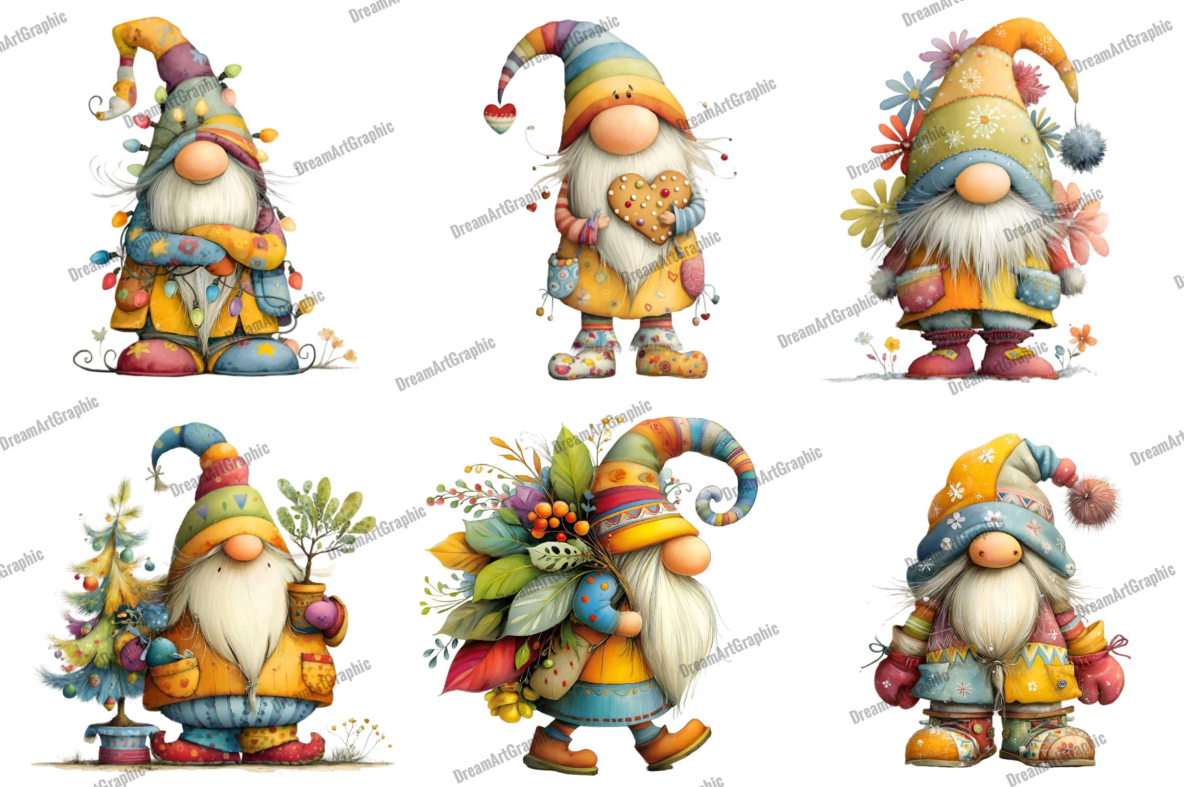 Whimsical Gnome Clipart Bundle