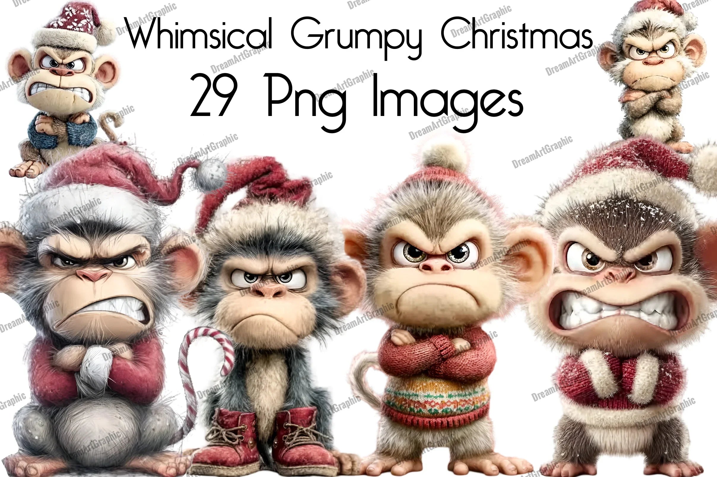 Whimsical Grumpy Christmas Clipart Bundle - CraftNest - Digital Crafting and Art
