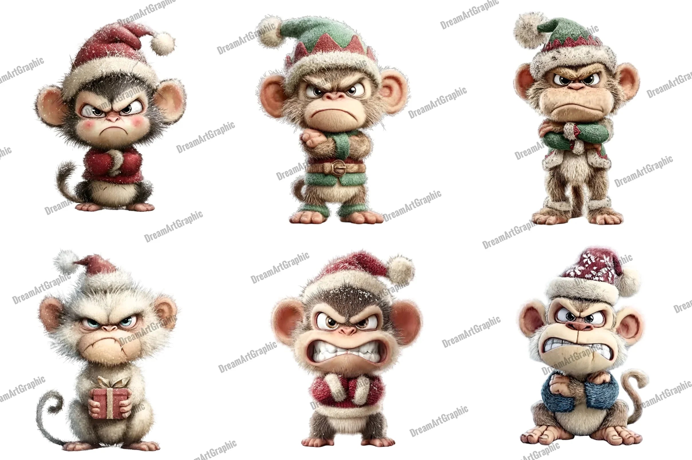 Whimsical Grumpy Christmas Clipart Bundle - CraftNest - Digital Crafting and Art