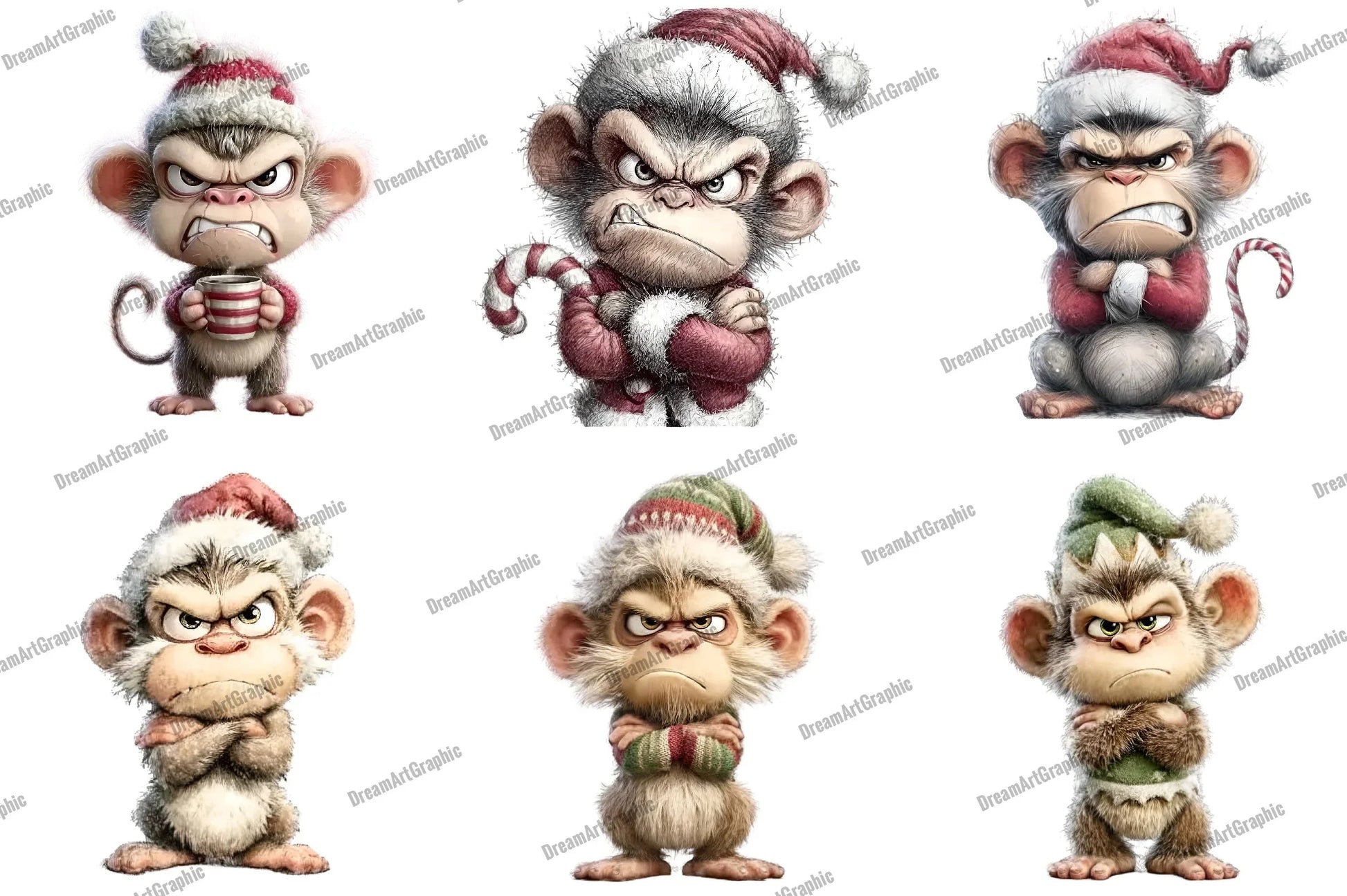 Whimsical Grumpy Christmas Clipart Bundle - CraftNest - Digital Crafting and Art