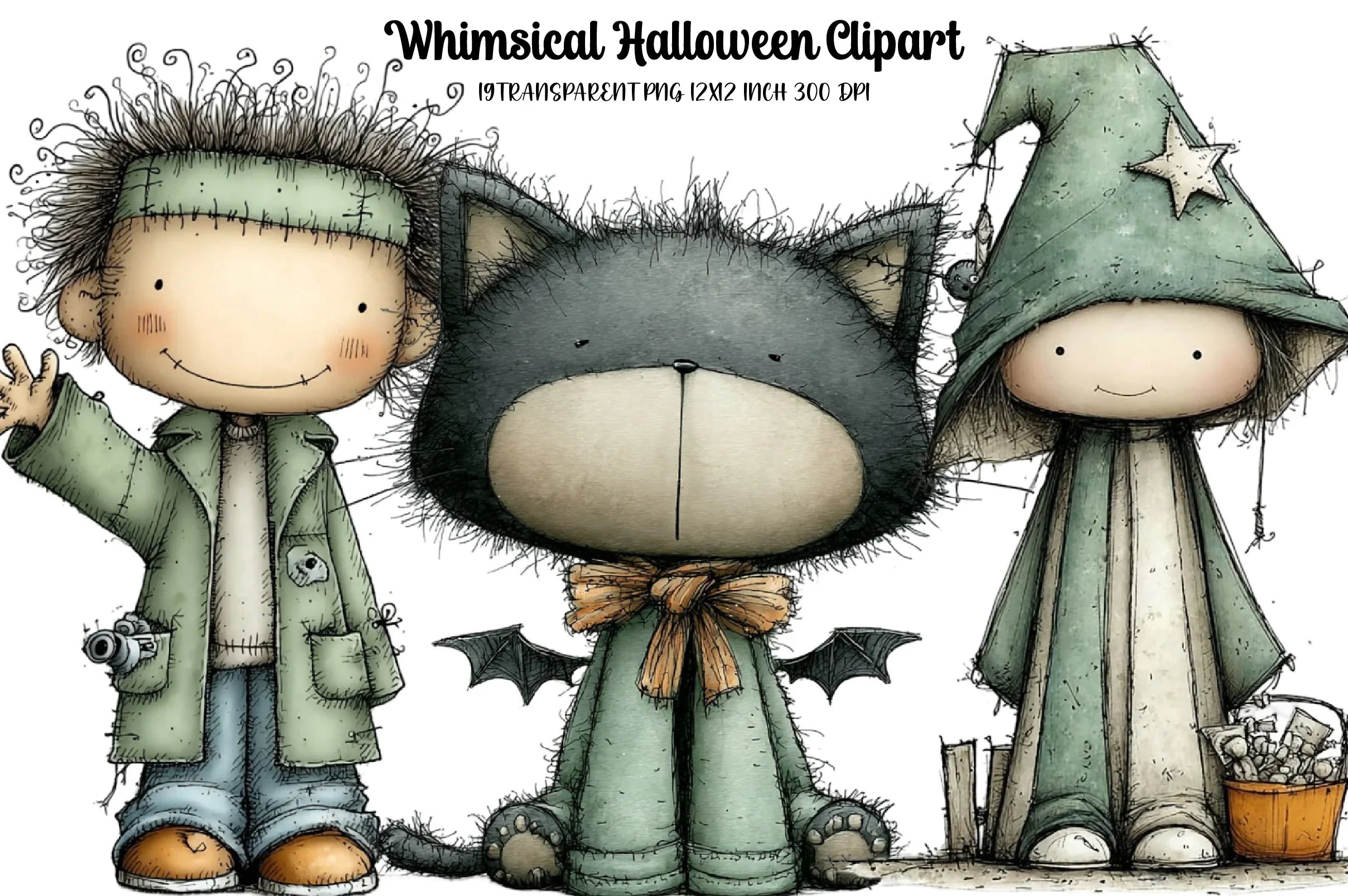 Whimsical Halloween Clipart Bundle - CraftNest - Digital Crafting and Art