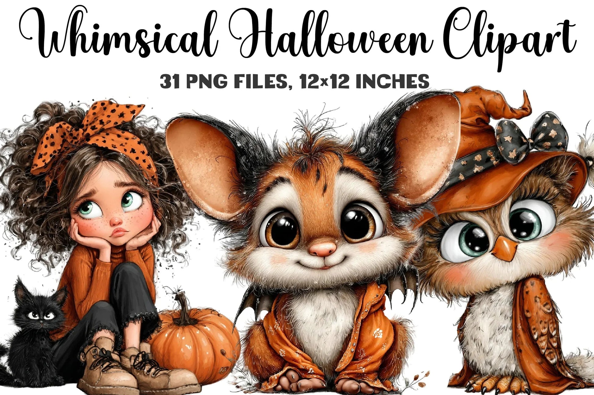 Whimsical Halloween Clipart Bundle - CraftNest - Digital Crafting and Art