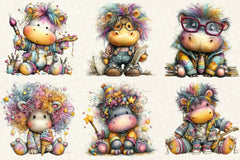 Whimsical Hippopotamus Clipart Bundle - CraftNest - Digital Crafting and Art