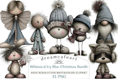Whimsical Icy Blue Christmas Clipart Bundle - CraftNest - Digital Crafting and Art