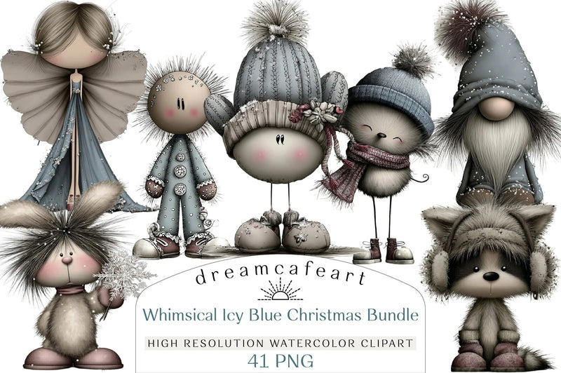 Whimsical Icy Blue Christmas Clipart Bundle - CraftNest - Digital Crafting and Art