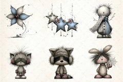 Whimsical Icy Blue Christmas Clipart Bundle - CraftNest - Digital Crafting and Art