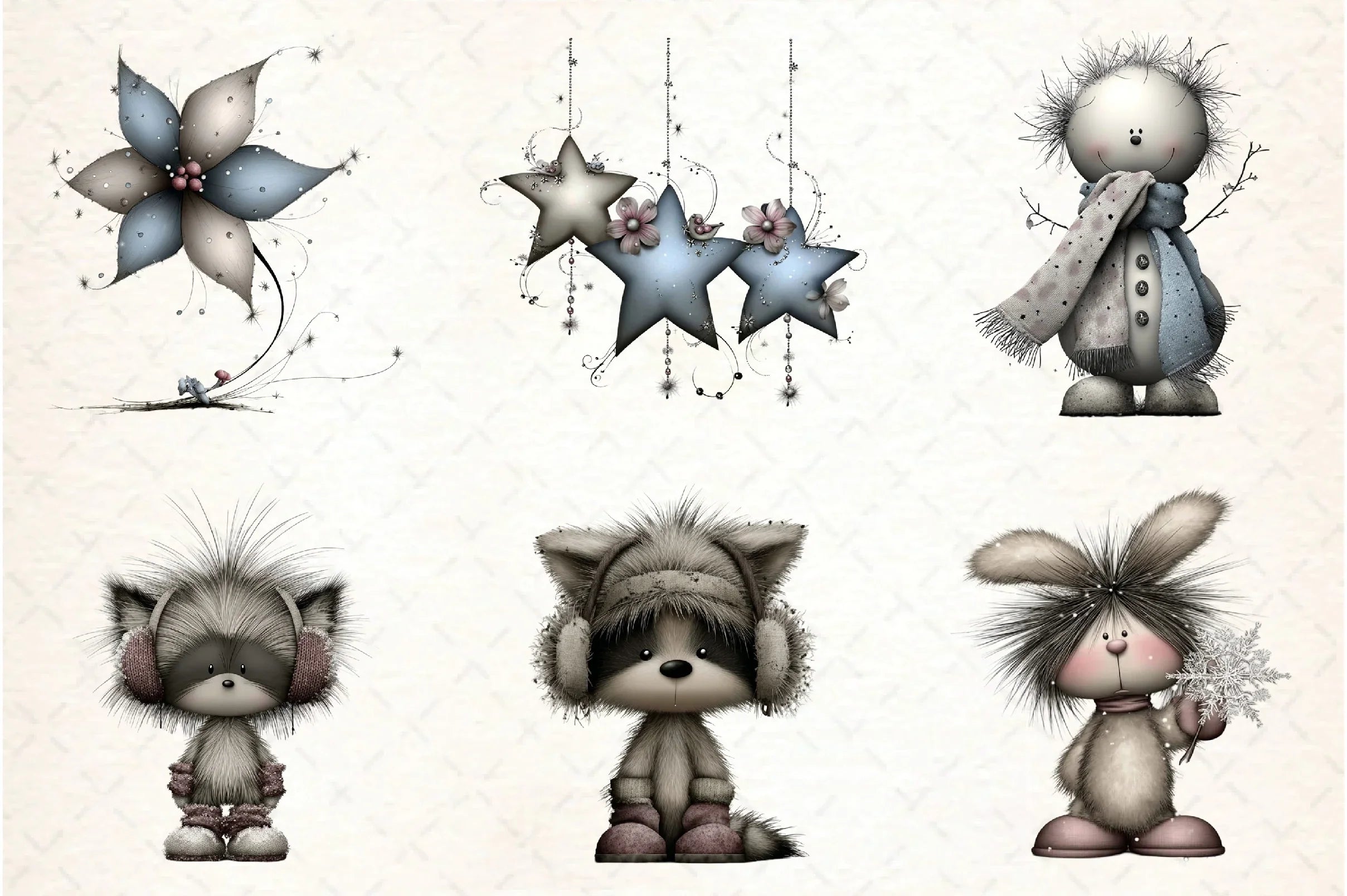 Whimsical Icy Blue Christmas Clipart Bundle - CraftNest - Digital Crafting and Art