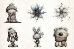 Whimsical Icy Blue Christmas Clipart Bundle - CraftNest - Digital Crafting and Art