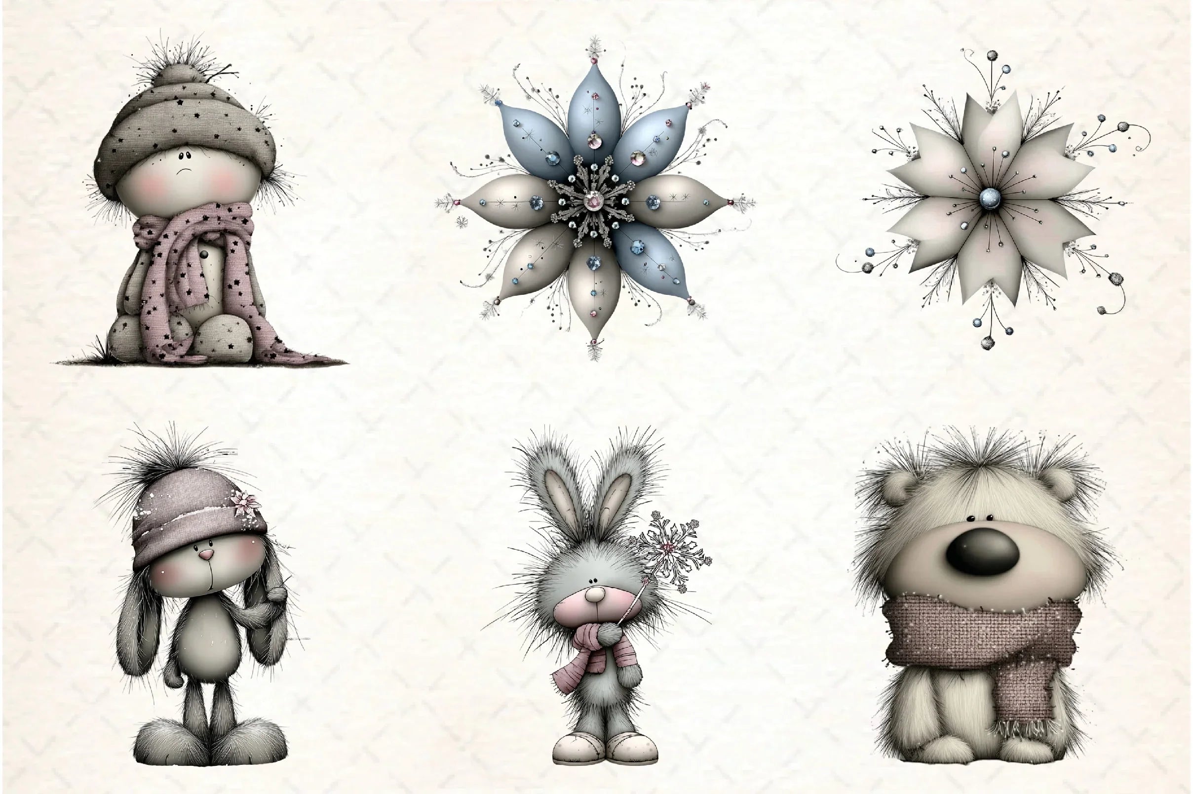 Whimsical Icy Blue Christmas Clipart Bundle - CraftNest - Digital Crafting and Art