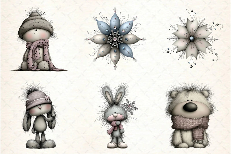 Whimsical Icy Blue Christmas Clipart Bundle - CraftNest - Digital Crafting and Art