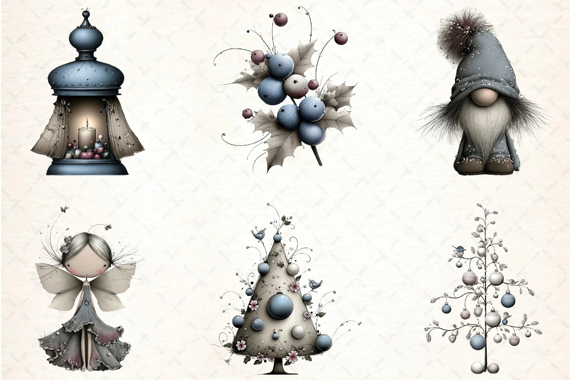 Whimsical Icy Blue Christmas Clipart Bundle - CraftNest - Digital Crafting and Art