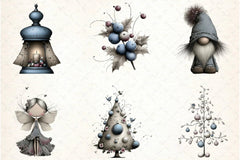 Whimsical Icy Blue Christmas Clipart Bundle - CraftNest - Digital Crafting and Art