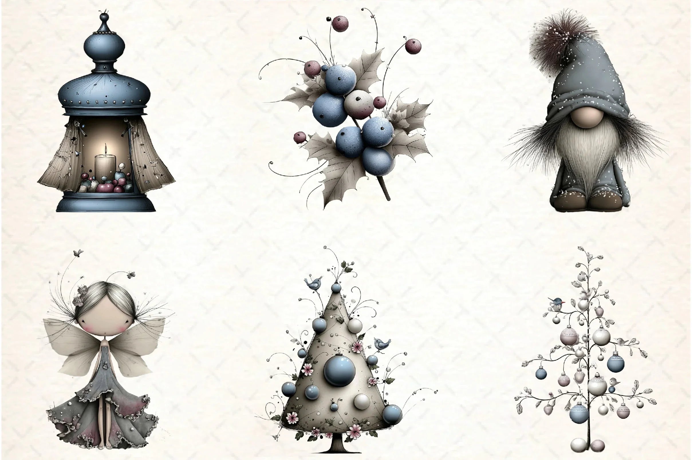 Whimsical Icy Blue Christmas Clipart Bundle - CraftNest - Digital Crafting and Art