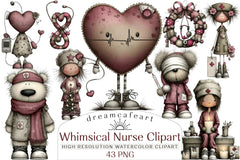 Whimsical Nurse Christmas Clipart Bundle - CraftNest - Digital Crafting and Art