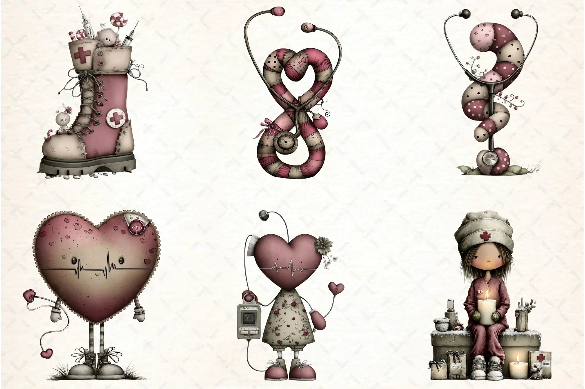 Whimsical Nurse Christmas Clipart Bundle - CraftNest - Digital Crafting and Art