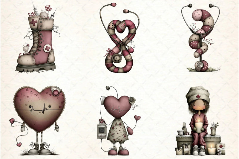Whimsical Nurse Christmas Clipart Bundle - CraftNest - Digital Crafting and Art