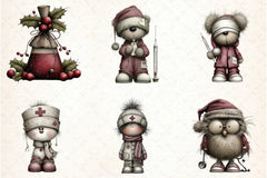 Whimsical Nurse Christmas Clipart Bundle - CraftNest - Digital Crafting and Art