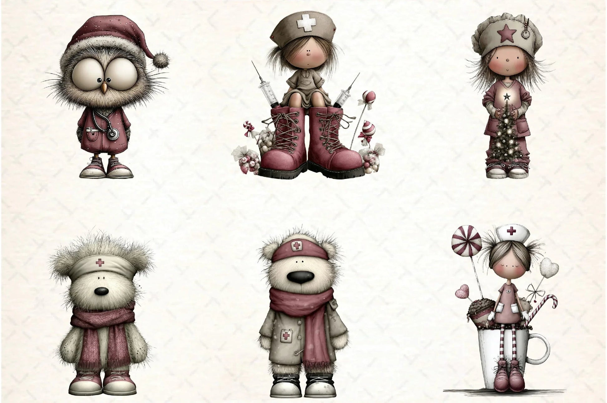 Whimsical Nurse Christmas Clipart Bundle - CraftNest - Digital Crafting and Art