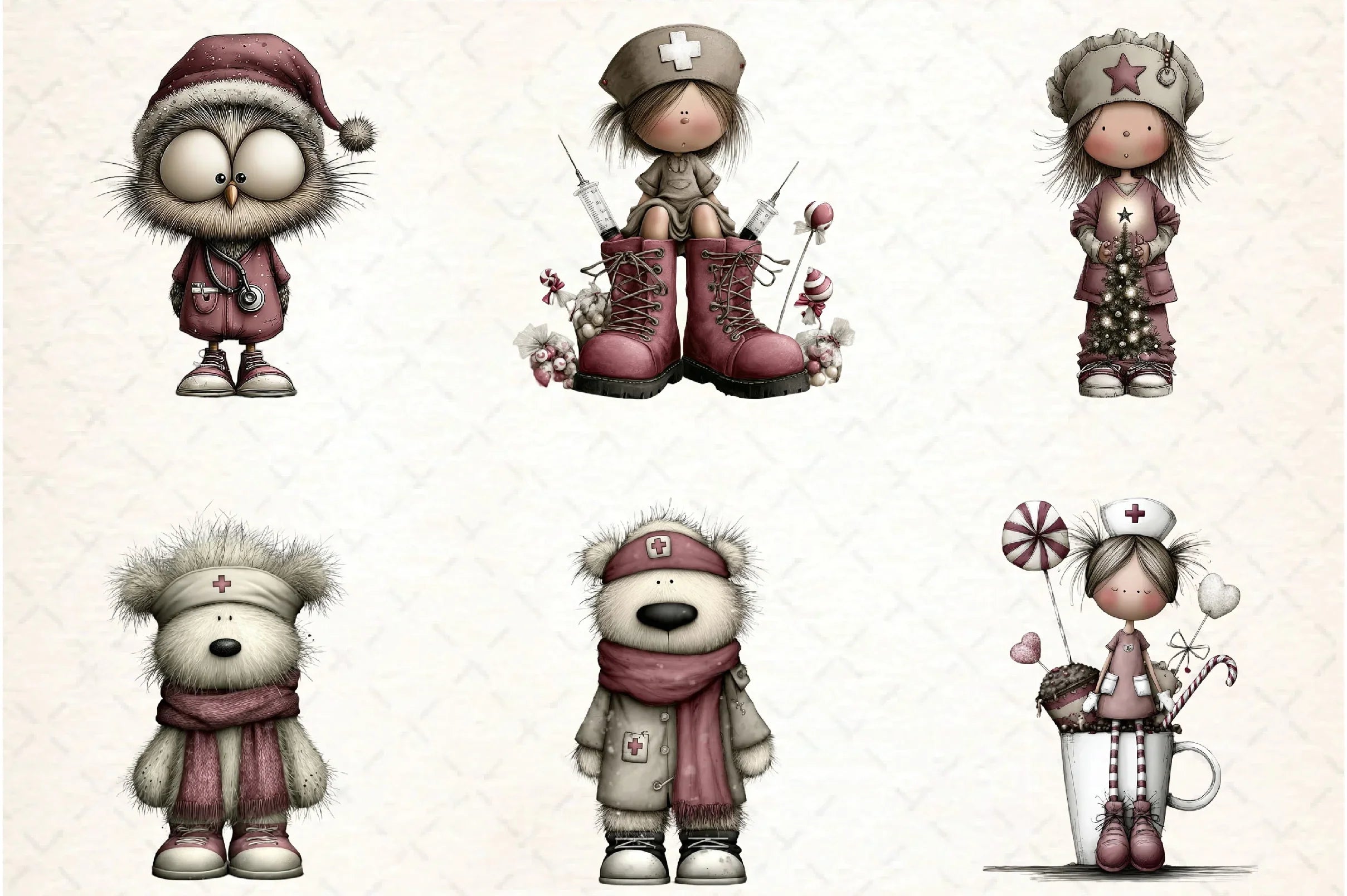 Whimsical Nurse Christmas Clipart Bundle - CraftNest - Digital Crafting and Art