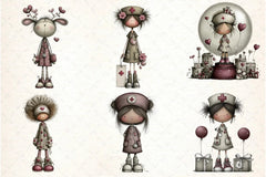 Whimsical Nurse Christmas Clipart Bundle - CraftNest - Digital Crafting and Art